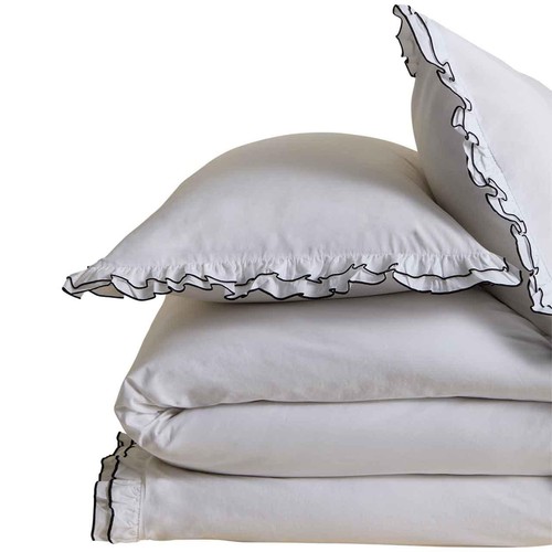 M&S Double Ruffle Bedding Set, Single (3 ft), Black