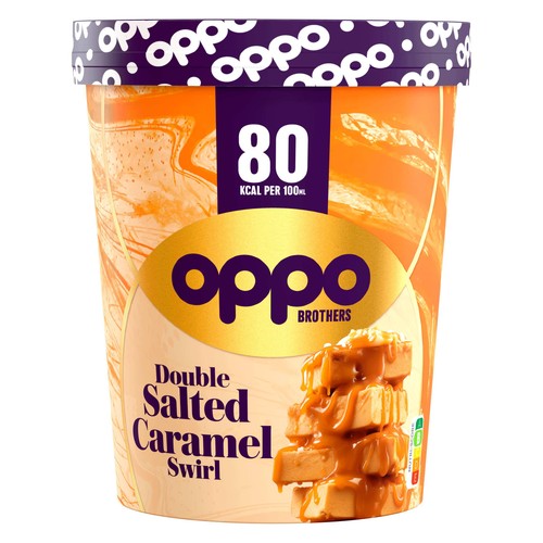 Oppo Double Salted Caramel Swirl Low Calorie Ice Cream Tub
