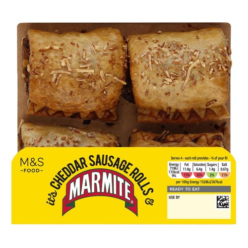 M&S 4 Mature Cheddar and Marmite Sausage Rolls