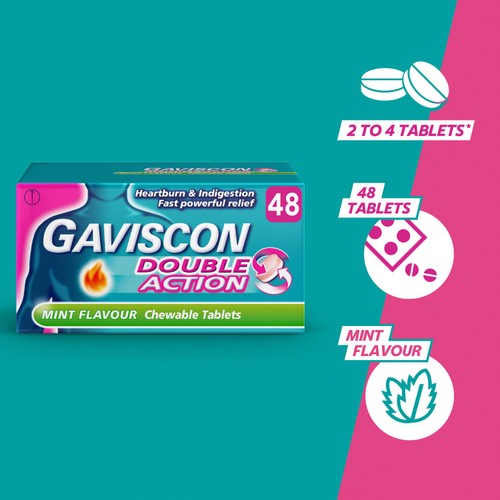 Gaviscon Double Action Tabs Heartburn Indigestion Mint