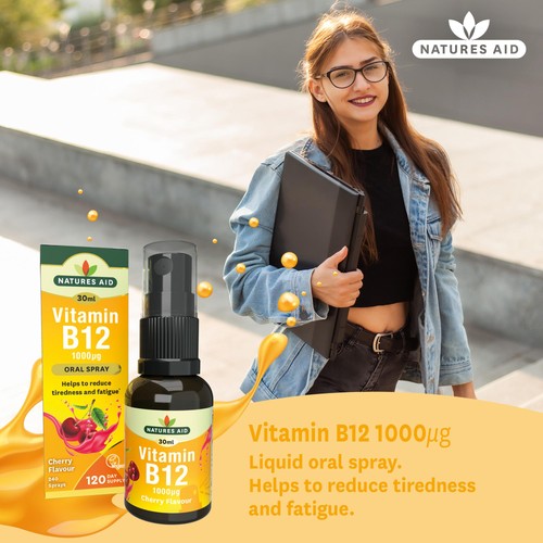 Natures Aid Vitamin B12 1000iu Oral Spray (Cherry Flavour)