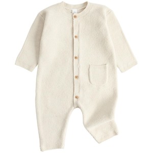 Knitted All In One With Pocket, 3-6 Months, Light Beige