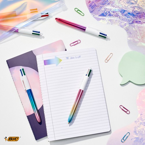 BIC 4 Colours Gradient Retractable Ballpoint Pens, Pack of 5