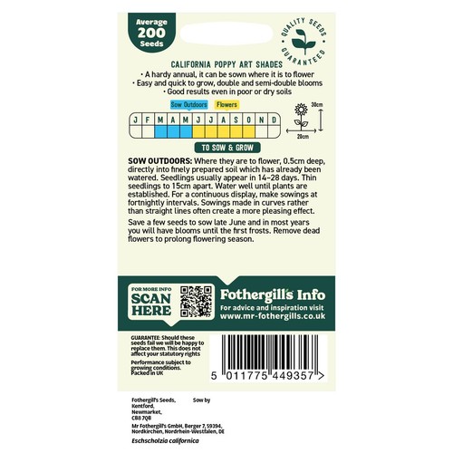 Mr Fothergills Seeds - Oh Sow Simple California Poppy Mix