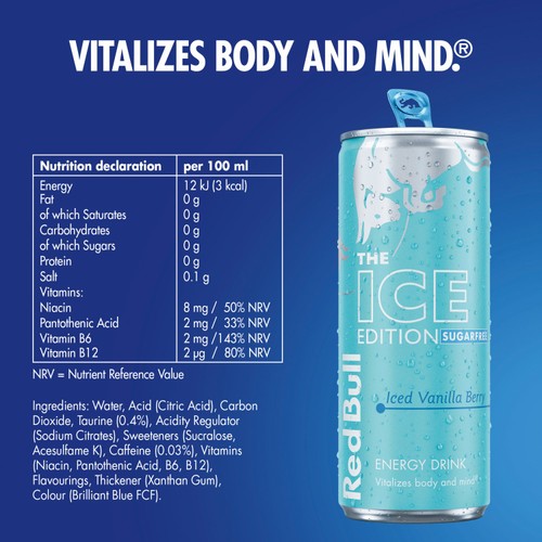 Red Bull Energy Drink Sugar Free Ice Edition Iced Vanilla Berry