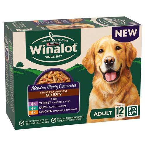 Winalot Monday Meaty Casseroles Chicken, Turkey, Duck in Gravy Wet Dog Food