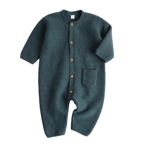 M&S Knitted All In One With Pocket, 0-3 Months, Dark Turquoise