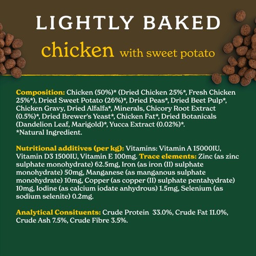 Forthglade Lightly Baked Dry Dog Food Chicken with Sweet Potato