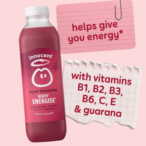 Innocent Berry Energise Super Smoothie, Strawberry & Cherry with Vitamins 