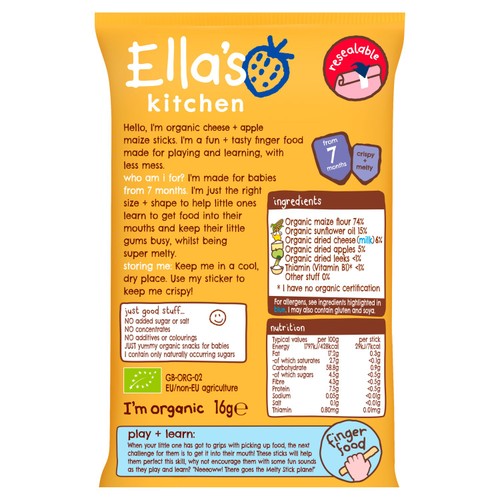 Ella's Kitchen Cheese & Apple Organic Melty Sticks 7+ Months