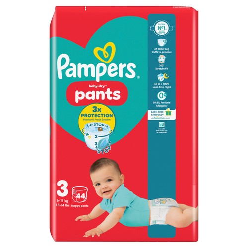 Pampers Baby-Dry Nappy Pants, Size 3 (6-11kg) Essential Pack