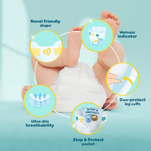 Pampers New Baby Nappies, Size 2 (4-8kg) Essential Pack