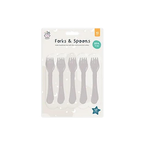 123 Baby Fork and Spoon Sets White