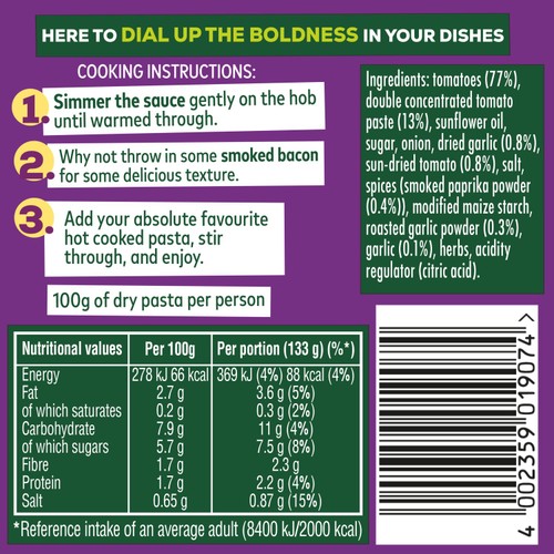 Dolmio Intensify Bold Smokey Garlic & Sundried Tomato Pasta Sauce