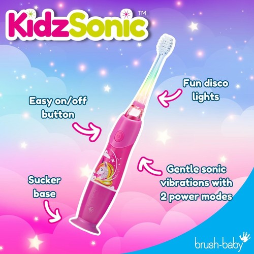 Brush-Baby KidzSonic Unicorn Electric Toothbrush, 3+ Yrs