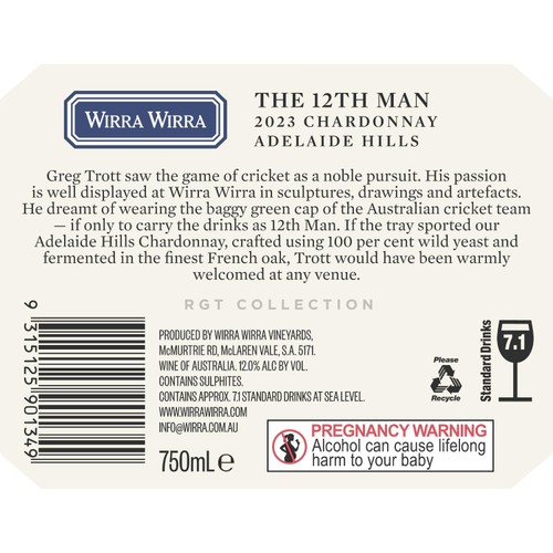 Wirra Wirra 12th Man Adelaide Hills Chardonnay