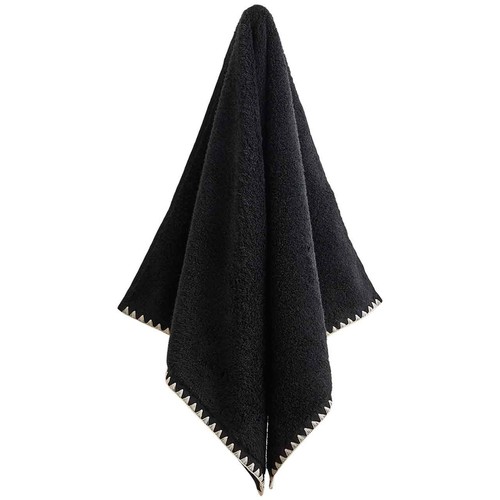 M&S Pure Cotton Blanket Stitch Bath Towel, Black Mix