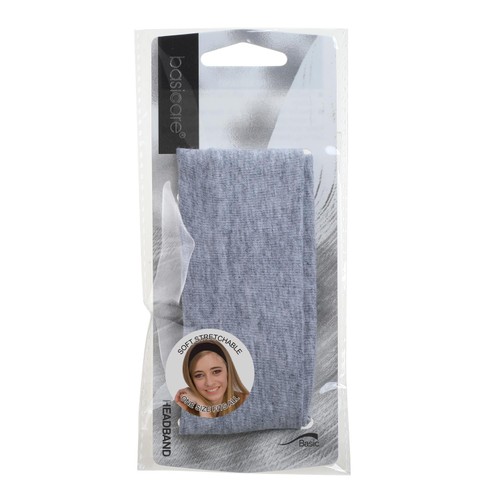 Basicare Grey Cotton Headband, super stretchy, one size fits all