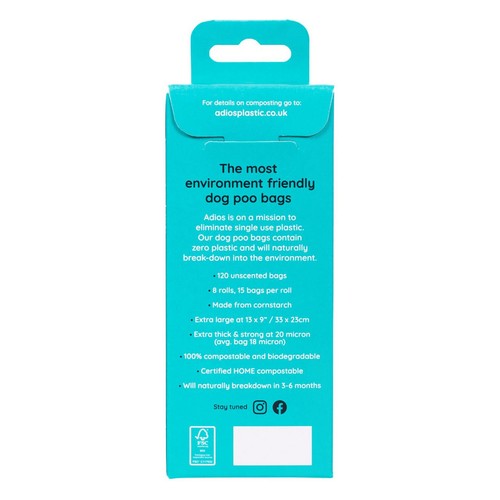 Adios Compostable & Biodegradable Dog Poo Bags - Pink 