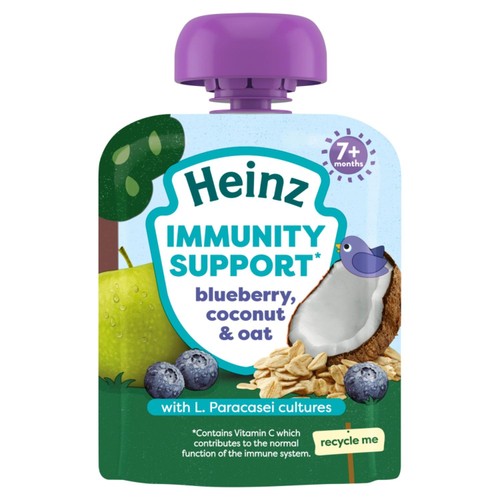 Heinz Immunity Support Baby Pouches, Blueberry Coconut & Oat 7M+