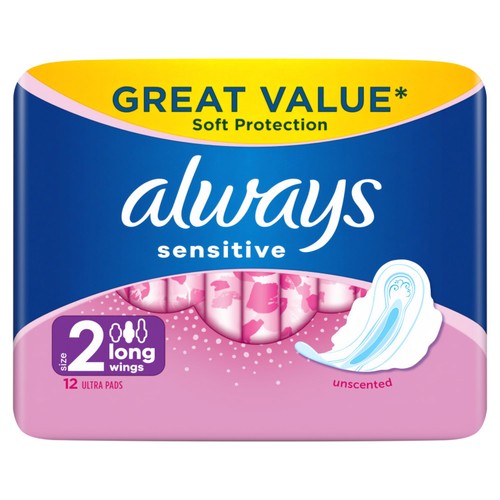 Always Sanitary Towels Sensitive Long (Size 2) Wings