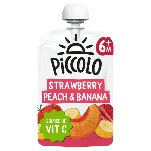 Piccolo Strawberry, Banana & Peach Baby Food Pouch 6+ Months