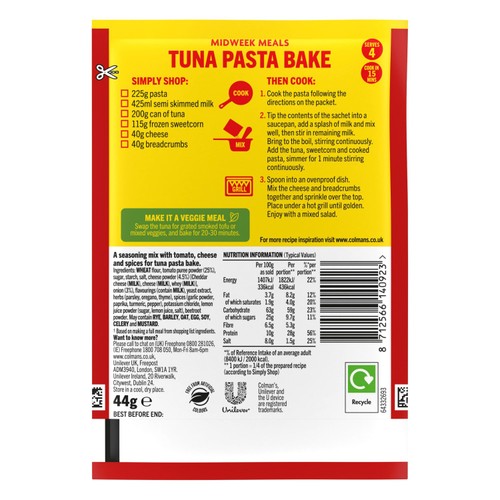 Colman's Tuna Pasta Bake Recipe Mix