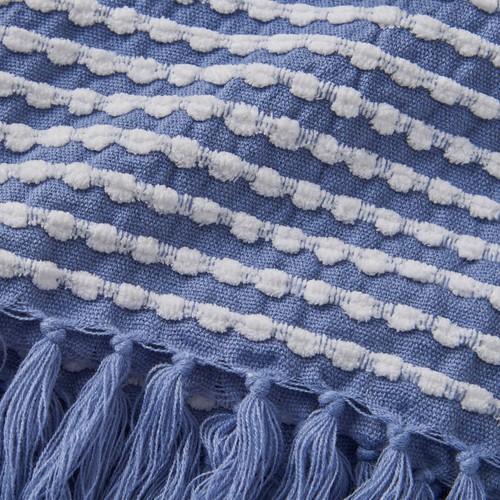 Catherine Lansfield Stab Stitch Throw Blue