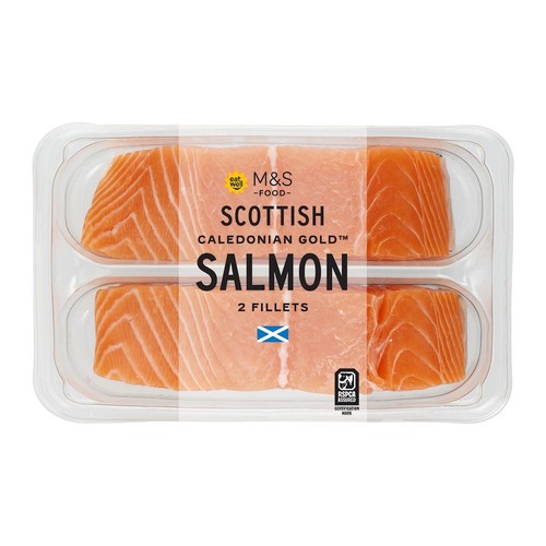 M&S Scottish 2 Salmon Fillets Skin On