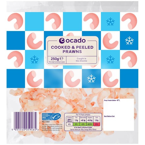 Ocado MSC Frozen Cooked & Peeled Coldwater Prawns