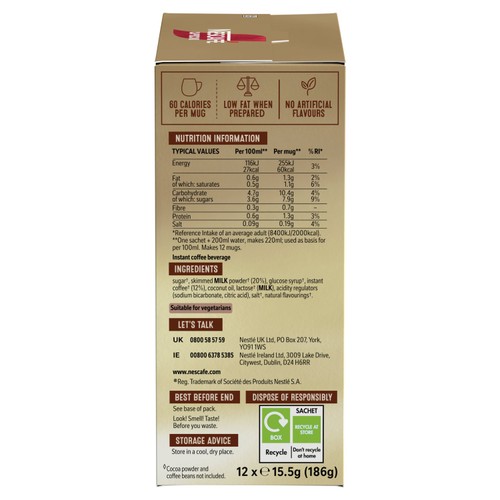 Nescafe Cappuccino Instant Coffee 12 Sachets