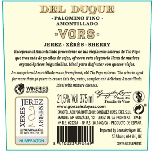 Gonzalez Byass VORS Del Duque 30 Year Old Amontillado Sherry