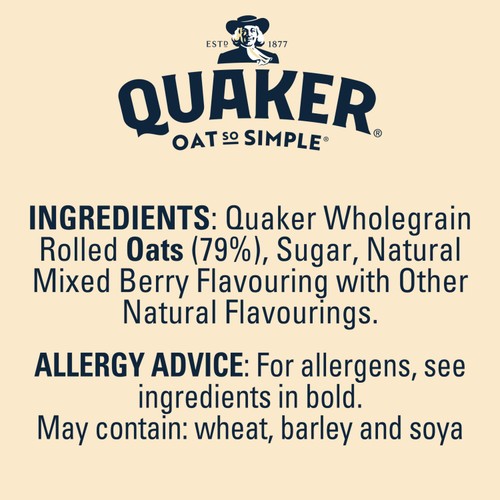 Quaker Oat So Simple Strawberry Raspberry & Cranberry Sachets Cereal