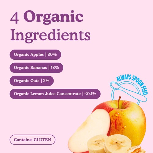 Little Freddie Organic Apples, Bananas & Oats Baby Food Pouch 6+ M
