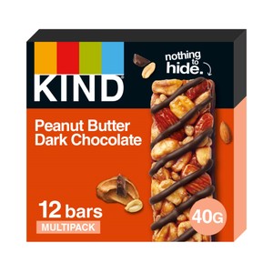 KIND Bars, Gluten Free Snack Bars, Peanut Butter Dark Chocolate, Healthy Snack, No Artificial Colours, Flavours or Preservatives, Multipack 12 x 40g | Red