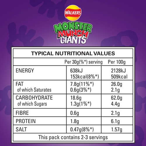 Walkers Monster Munch Giants Pickled Onion Sharing Bag Snacks