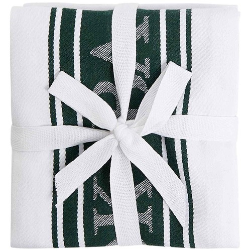M&S Cotton Rich Striped Tea Towels, Dark Green