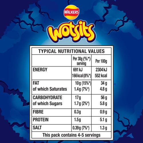 Walkers Wotsits Crunchy Really Cheesy Snacks Crisps 140g