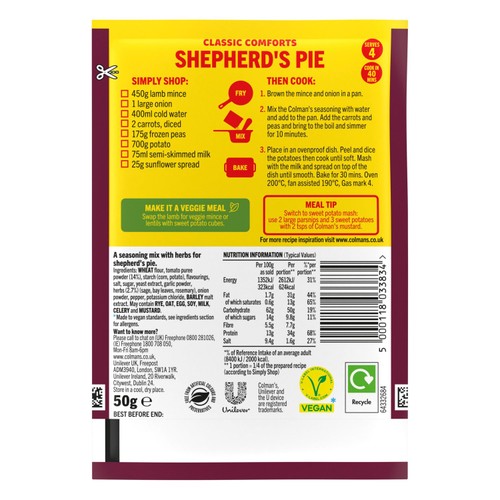 Colman's Shepherd's Pie Recipe Mix