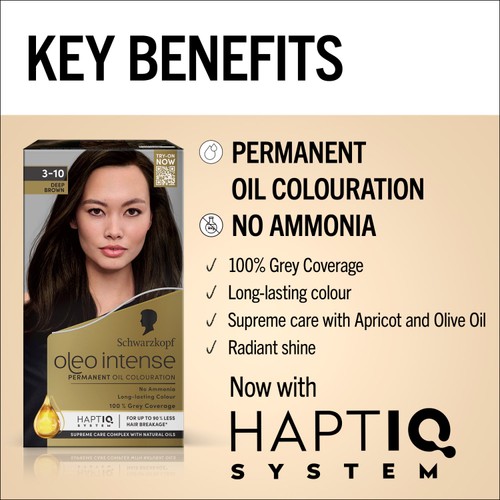 Schwarzkopf Oleo Intense Permanent Oil Colour 3-10 Deep Brown Hair Dye