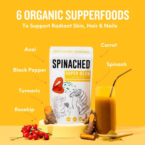 Spinached Organic Super Glow Skin, Hair & Nails Superfood Supplement Powder