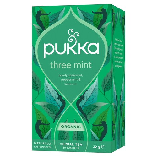 Pukka Organic Three Mint Tea With Peppermint x20Compostable Herbal Tea Bags