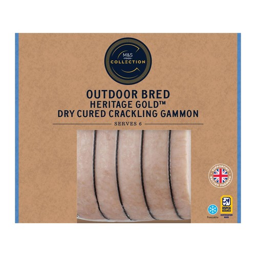 M&S Collection Outdoor Bred Heritage Gold Crackling Dry Cured Gammon