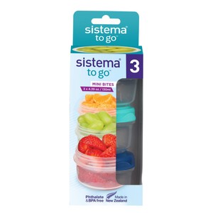 Sistema Mini Bites Snack Containers Seal-Tight Stackable 3 Pack