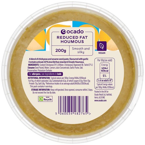 Ocado Reduced Fat Houmous
