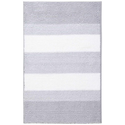 M&S Bobble Striped Bath Mat, Silver Grey