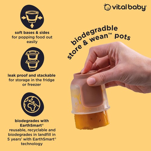 Vital Baby Nourish Store & Wean Pots 120ml 4pk - natural
