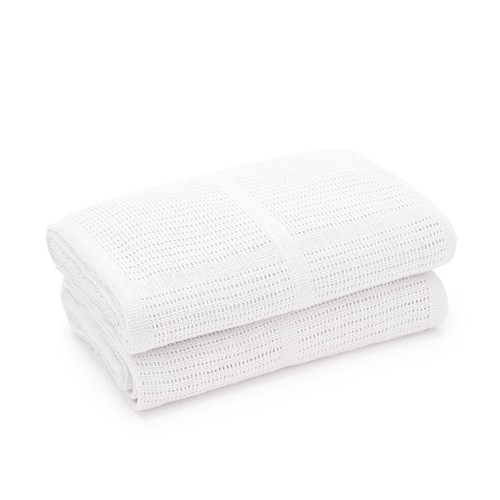Bloomsbury Mill Organic Cellular Blankets, White, 2 pack