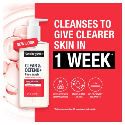 Neutrogena Clear and Defend+ Face Wash with Salicylic Acid + 2% PHA