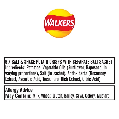 Walkers Salt & Shake Multipack Crisps 6x24g